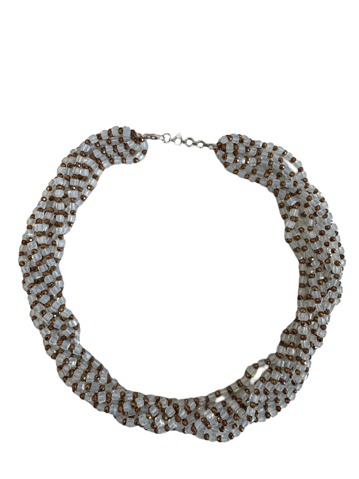 Square Crystal 8 Line Cluster Short Round the Neck Necklace