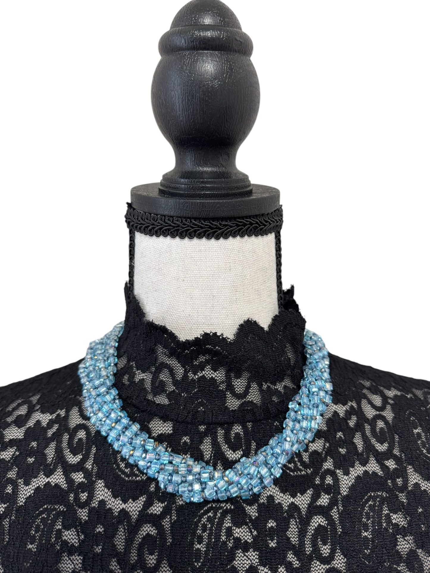 Square Crystal 8 Line Cluster Short Round the Neck Necklace