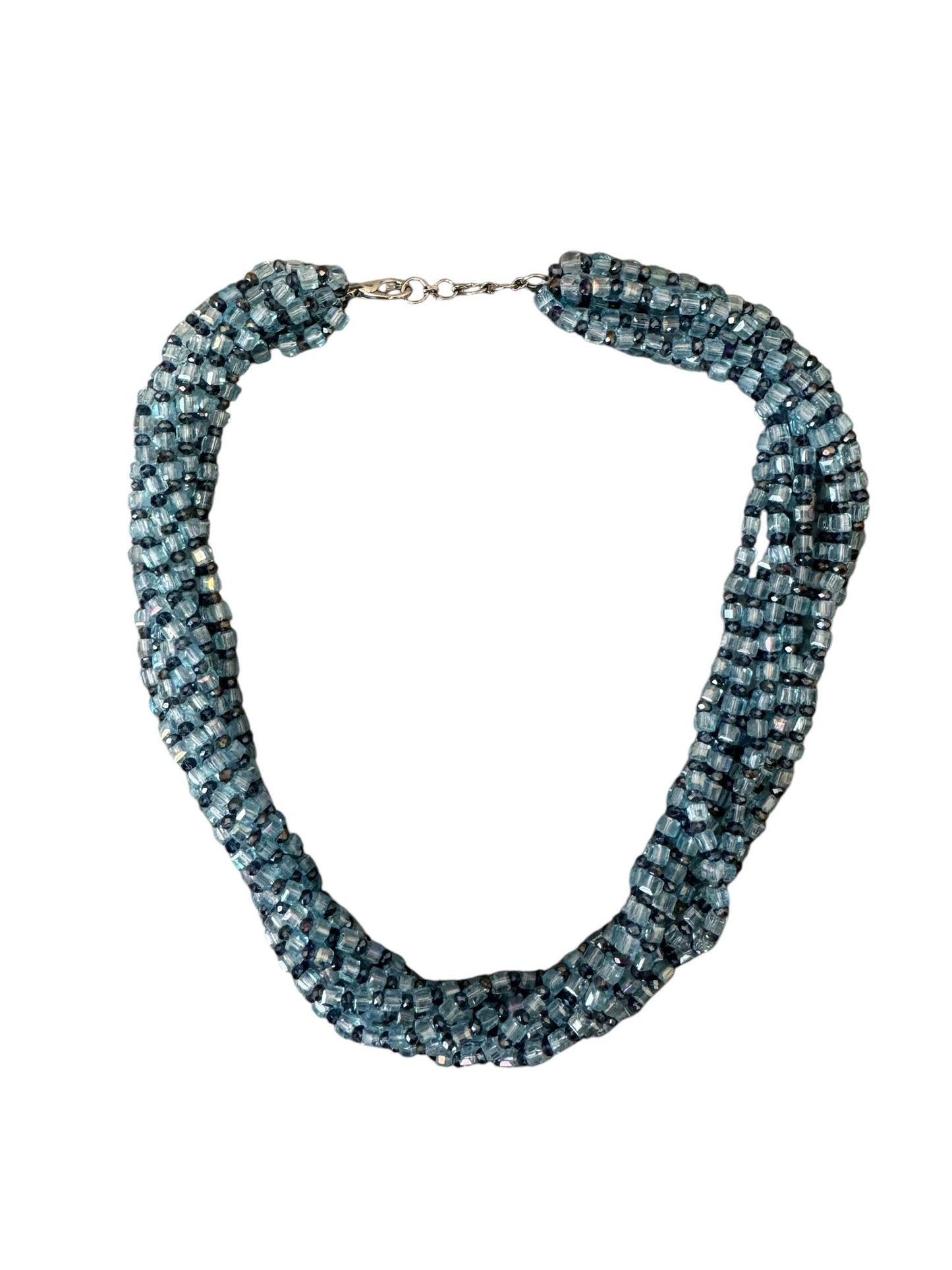 Square Crystal 8 Line Cluster Short Round the Neck Necklace