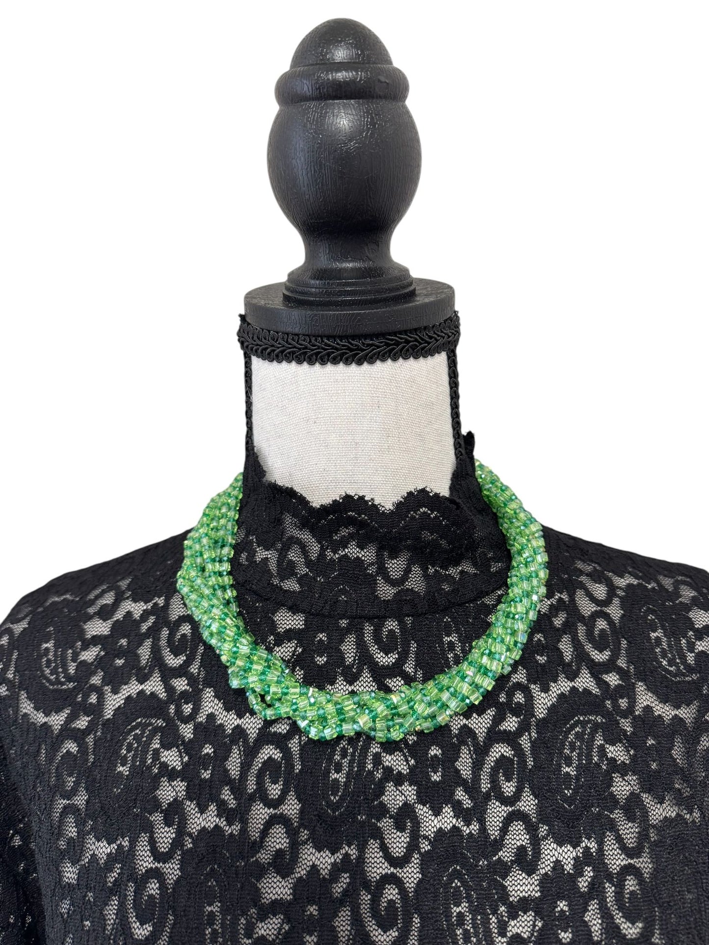 Square Crystal 8 Line Cluster Short Round the Neck Necklace