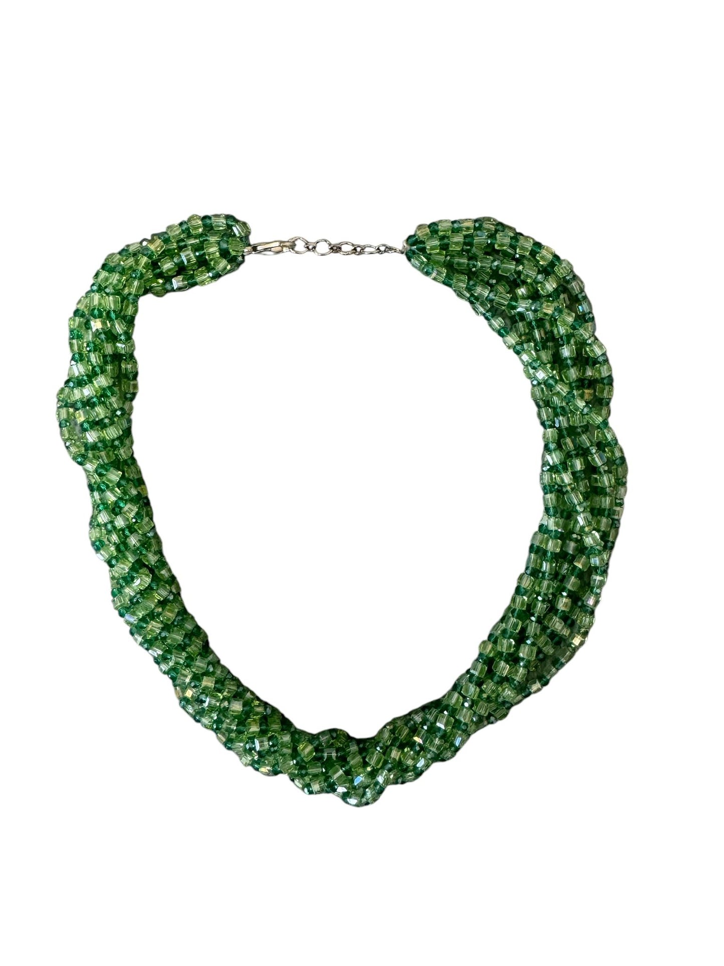 Square Crystal 8 Line Cluster Short Round the Neck Necklace