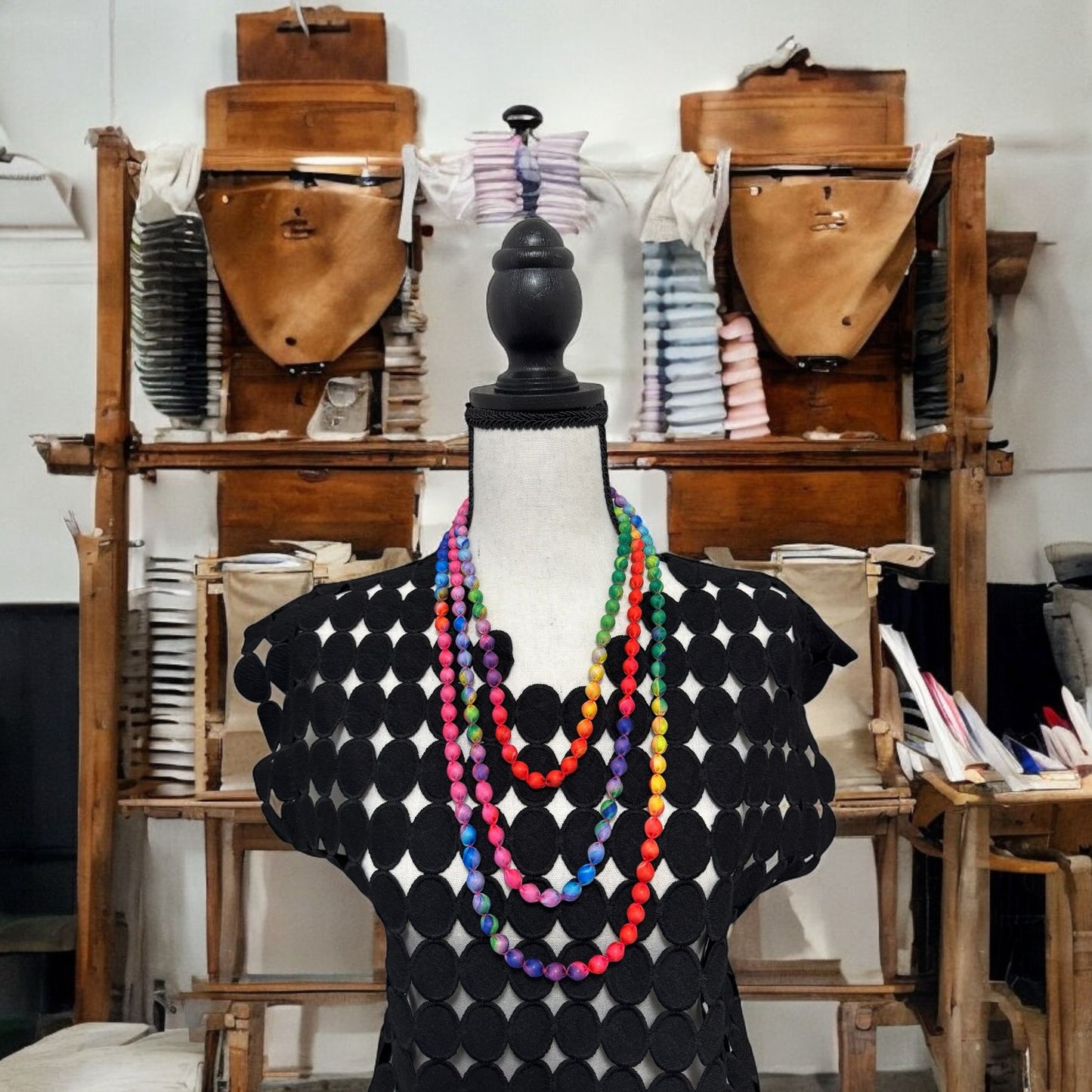 Silk Textile Tie & Dye Extra Long Necklace