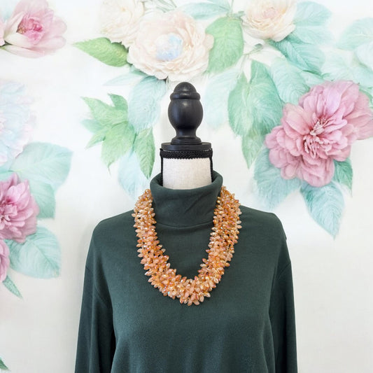 6 Line Bullet Crystal Cluster Necklace Orange