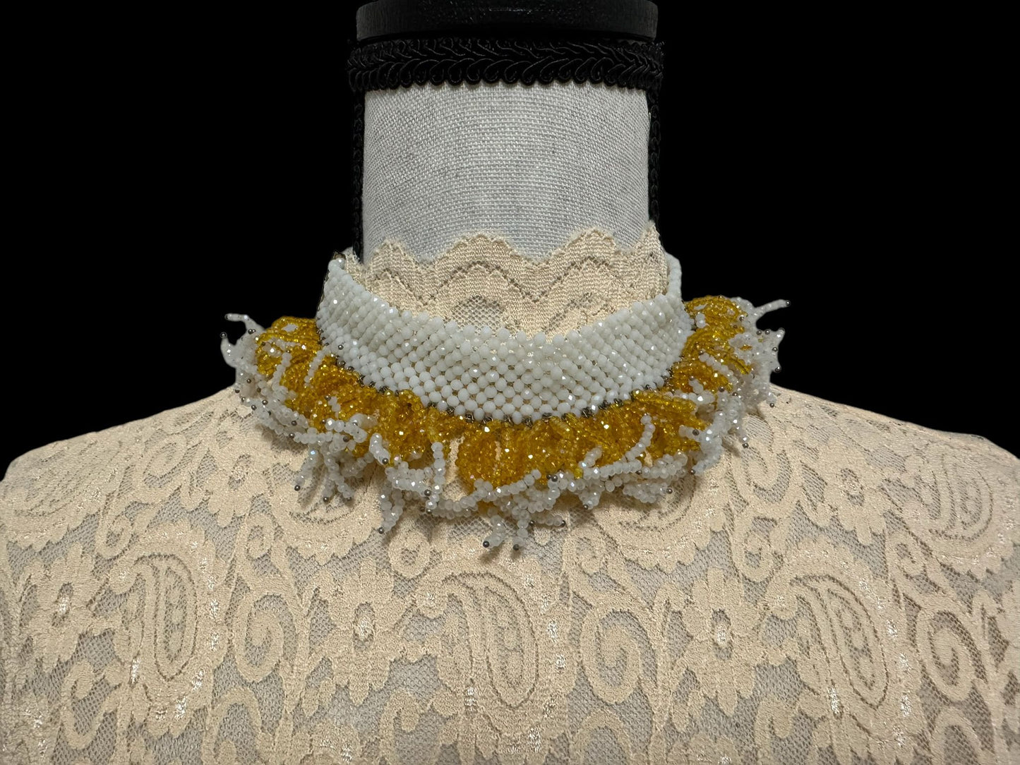 Crystal Woven Choker Yellow