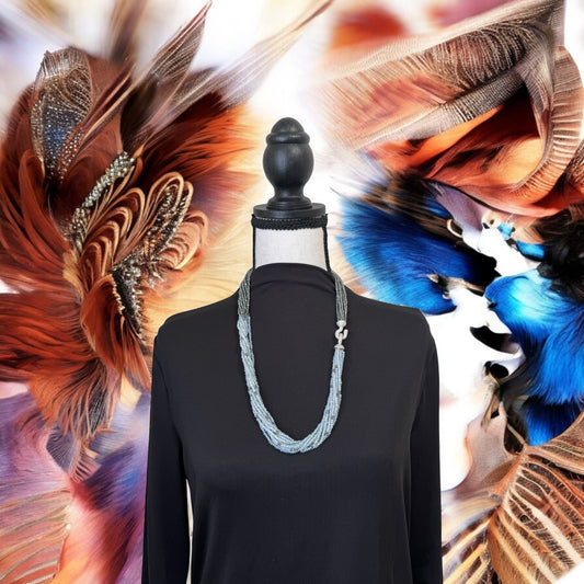 Dual Color Crystal with Question Mark Hook Pendant Clasp Necklace Clear