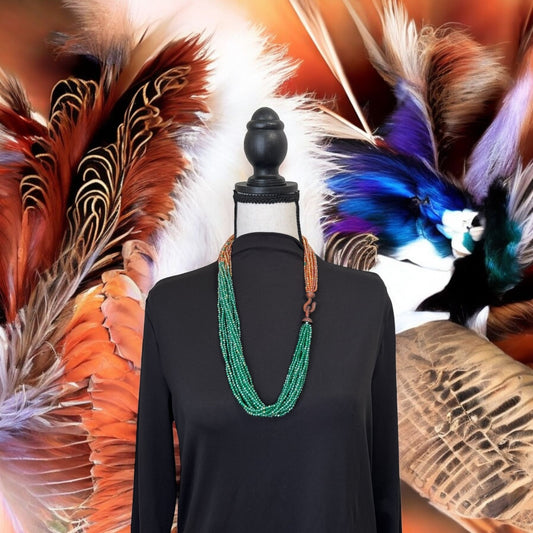 Dual Color Crystal with Question Mark Hook Pendant Clasp Necklace Green