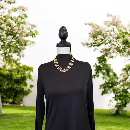 Fresh Water Pearl Tricolored 3 Layer Short Necklace Orange