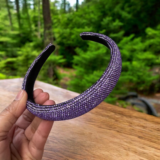 1" Inch Rhinestone Crystal Padded Headband Purple