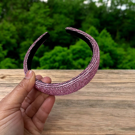 1" Inch Rhinestone Crystal Padded Headband Rose Gold