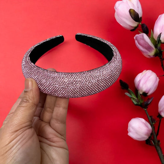 2" Inch Rhinestone Crystal Padded Headband Pink