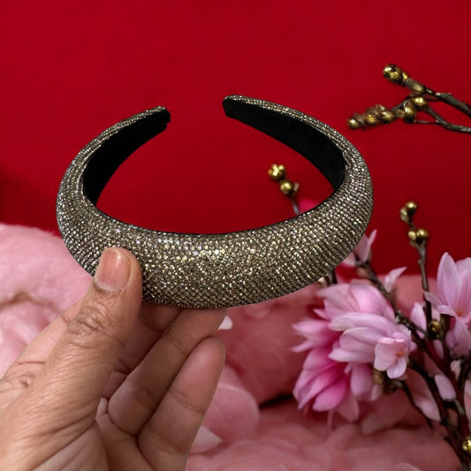 2" Inch Rhinestone Crystal Padded Headband Bronze