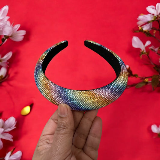 2" Inch Rhinestone Crystal Padded Headband Shaded