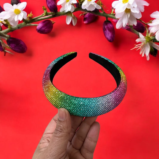 2" Inch Rhinestone Crystal Padded Headband Multicolor