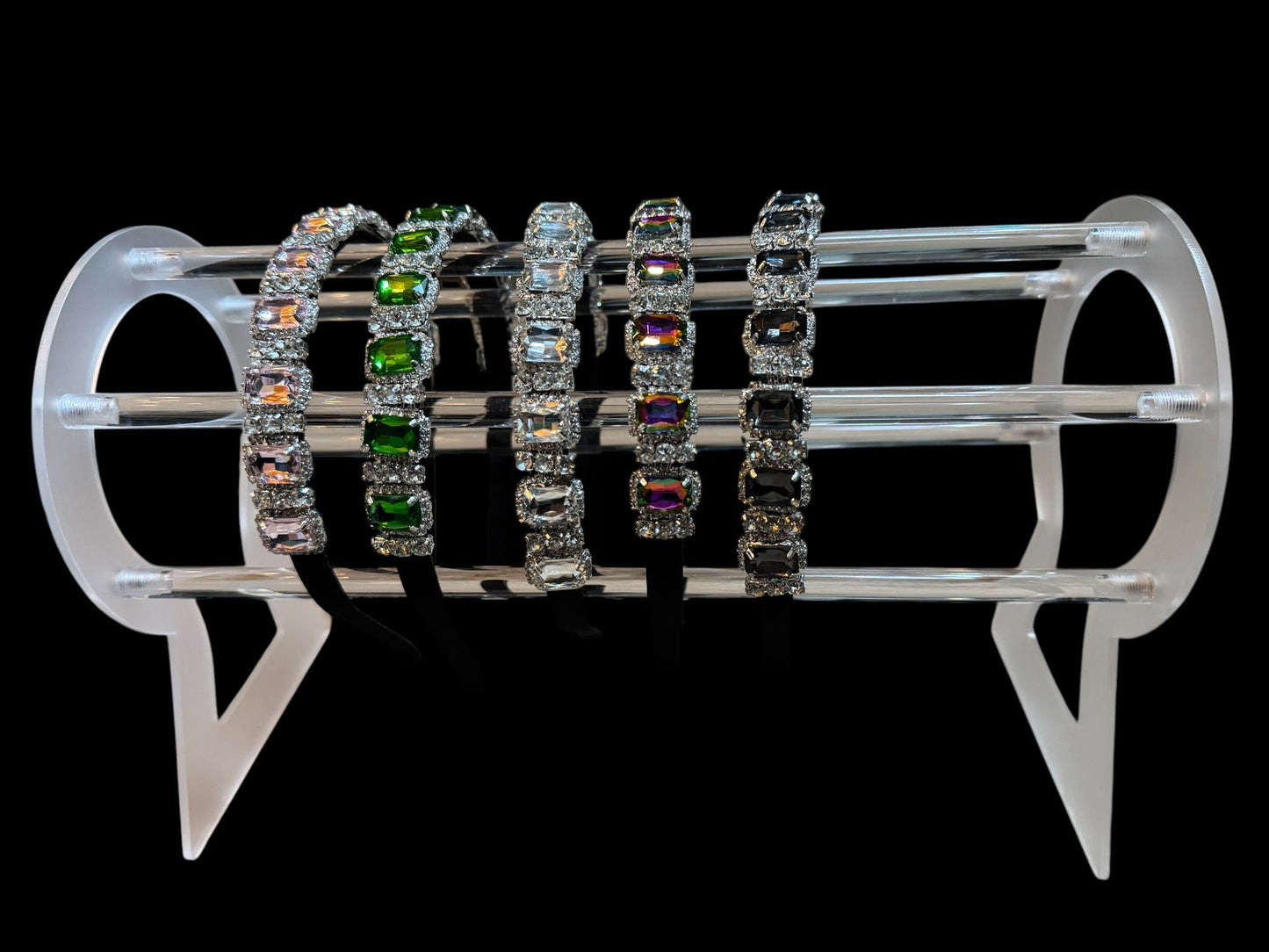 Headband 1/2 Inch Square Stones Multicolor