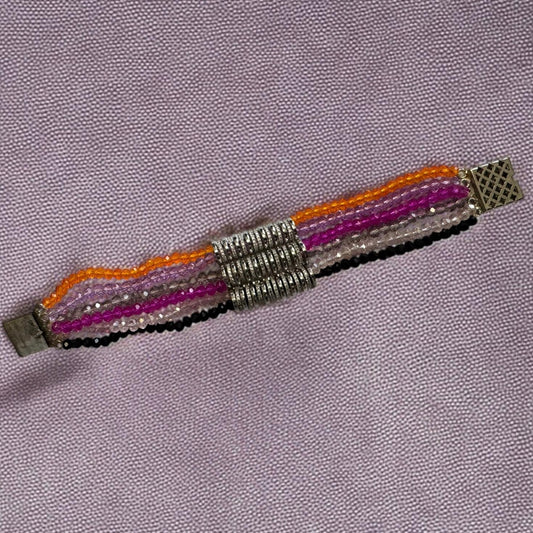 Bracelet Multicolor Pipe Style in Silver Polish