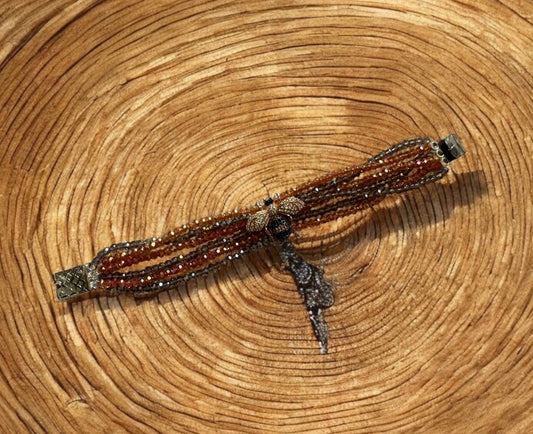 Nature's Elegance Honeybee Charm Bracelet in Color Orange