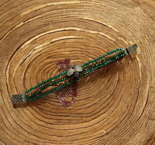Nature's Elegance Honeybee Charm Bracelet in Color Green