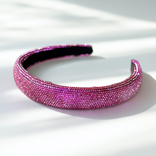 Rhinestone Crystal Padded Headband – Pink (1 inch)