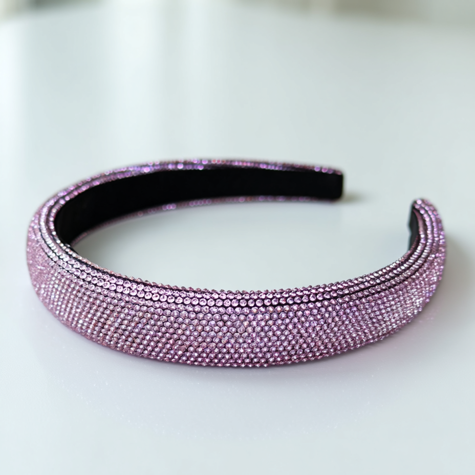 Rhinestone Crystal Padded Headband – Rose Gold (1 inch)