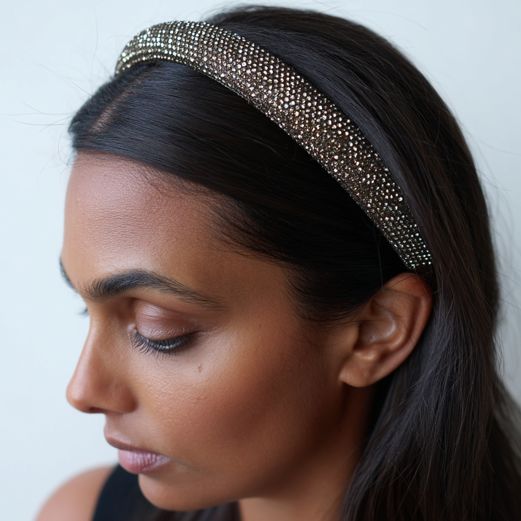 Rhinestone Crystal Padded Headband – Bronze (1 inch)