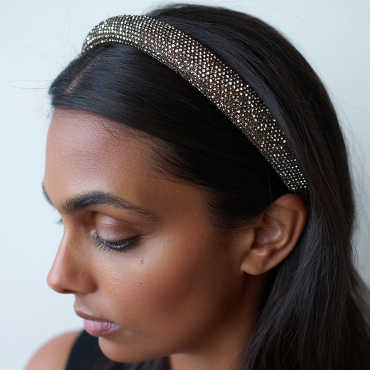 Rhinestone Crystal Padded Headband – Bronze (1 inch)